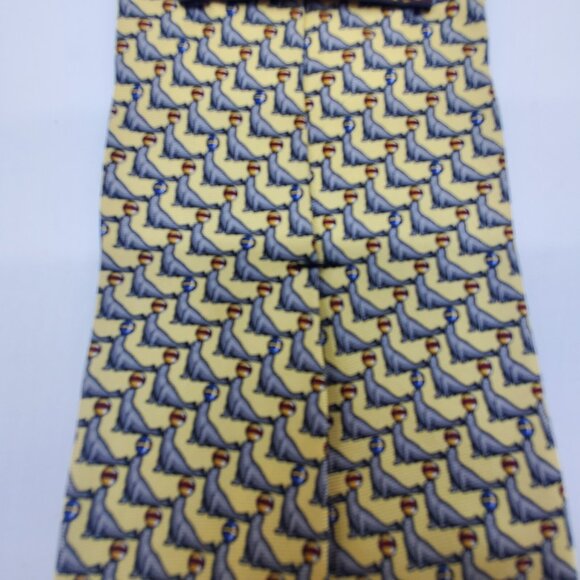 Museum Artifacts Seal Tie Mens Necktie Tie 100% Silk Seals Yellow - Picture 4 of 6